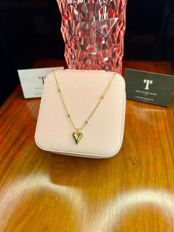 Premium Quality Stainless Steel 18k Golden Heart Necklace