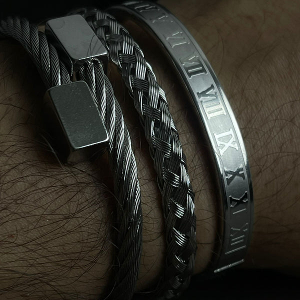 Silver Luxury Bracelet Set For Men