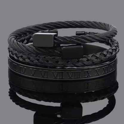 Black Luxury Bracelet Set For Men