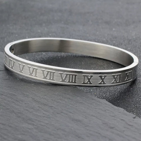 Royal Roman Numerals Silver Bracelet For Men